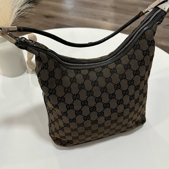 Gucci Dark Canvas hobo leather Shoulder Bag - Picture 7 of 16